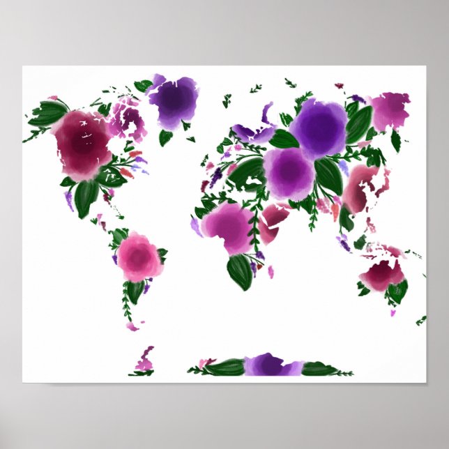 Affiches Carte du monde floral (Devant)