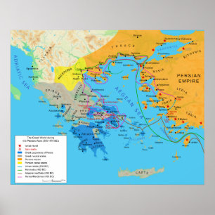 Affiches Carte du monde grec pendant les guerres de Persan
