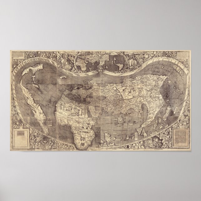 Affiches Carte du monde Martin Waldseemuller 1507 (Devant)