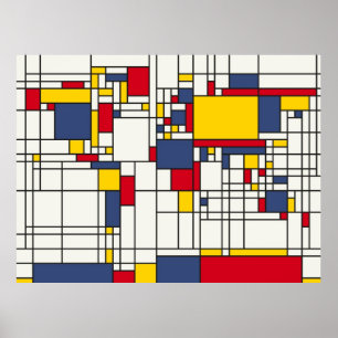 Affiches Carte du monde Style Abstrait Mondrian