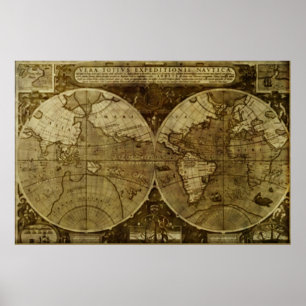 Affiches Carte du monde vintage