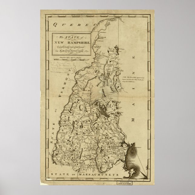 Affiches Carte du New Hampshire 1794 (Devant)