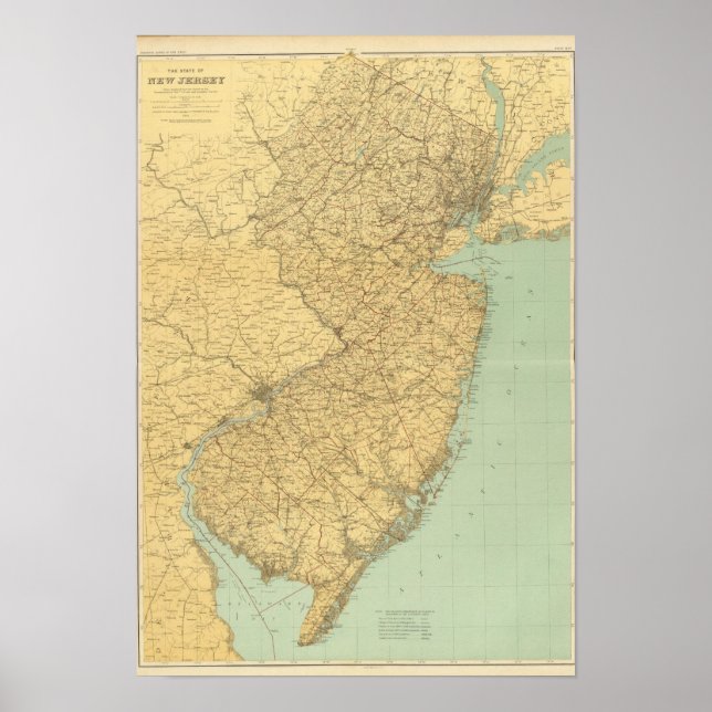 Affiches Carte du New Jersey (Devant)