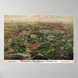 Affiches Carte du parc du centenaire de Nashville vintage (
