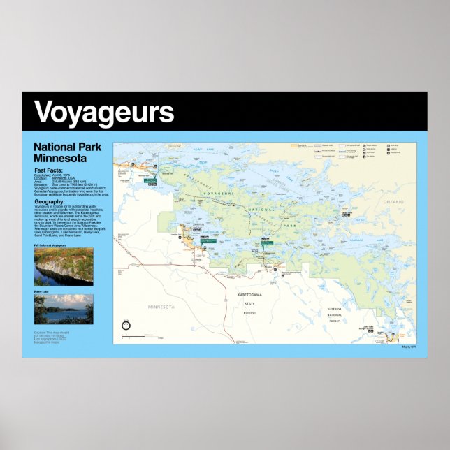 Affiches Carte du parc national des Voyageurs (Devant)