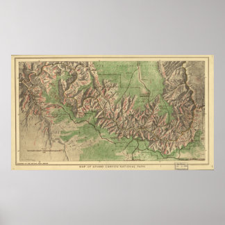 Affiches Carte du parc national du Grand Canyon 1926