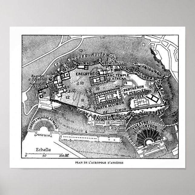 Affiches Carte du Parthénon à Athènes (Devant)