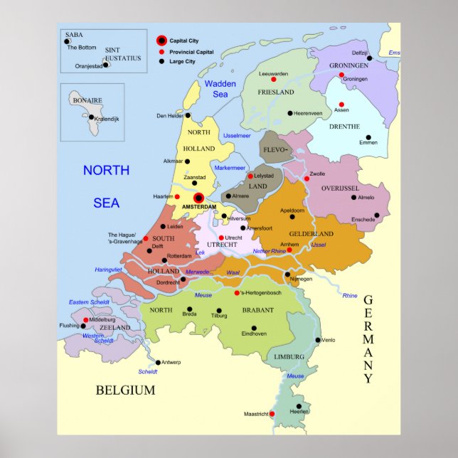 Affiches Carte du Pays-Bas (Devant)