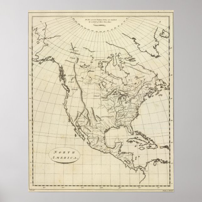 Affiches Carte du plan de l'Amérique du Nord (Devant)