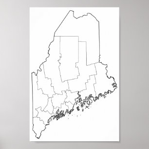 Affiches Carte du plan des comtés du Maine