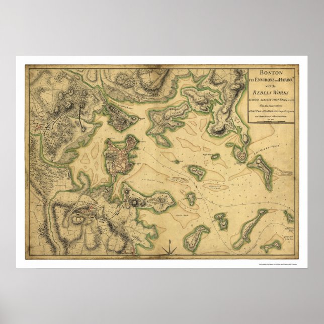 Affiches Carte du port de Boston 1775 (Devant)