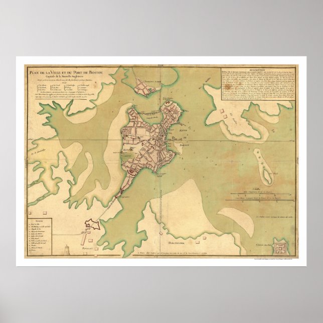 Affiches Carte du port de Boston Massachusetts 1764 (Devant)