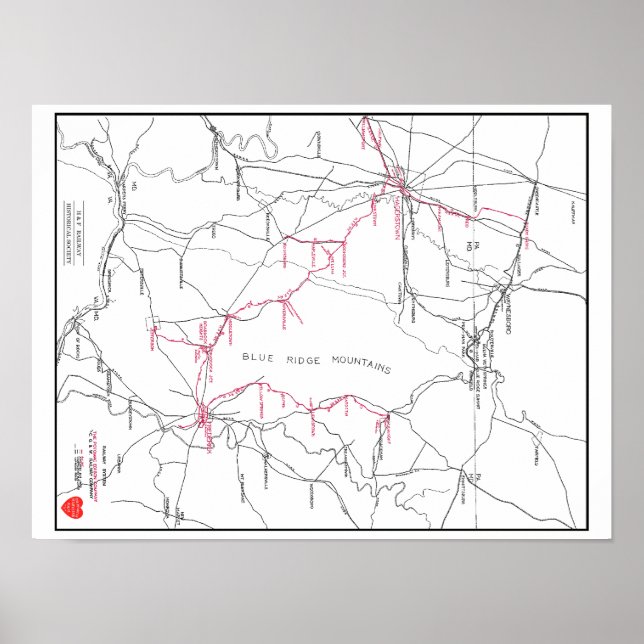 Affiches Carte du réseau ferroviaire Hagerstown & Frederick (Devant)