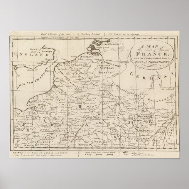 Affiches Carte du Siège de Guerre en France 2 (Devant)