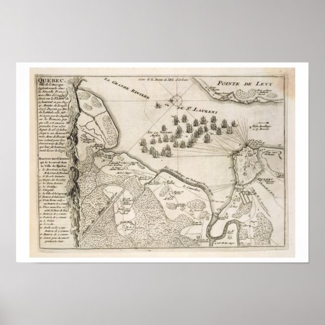 Affiches Carte du siège de Québec par la flotte britannique (Devant)