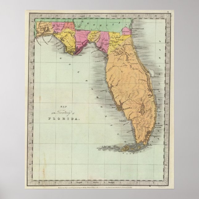 Affiches Carte du territoire de Floride 2 (Devant)