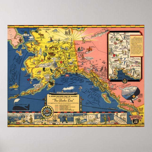 Affiches Carte du territoire de l'Alaska 1934 (Devant)