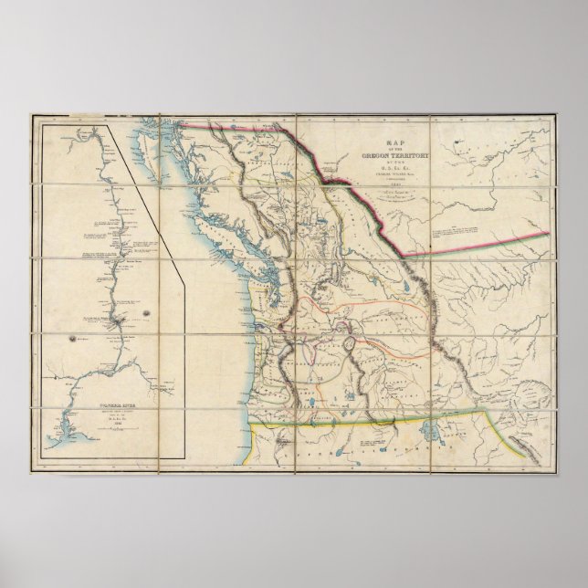 Affiches Carte du territoire de l'Oregon 2 (Devant)