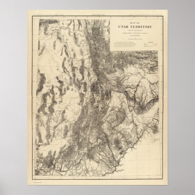 Affiches Carte du territoire de l'Utah (Devant)