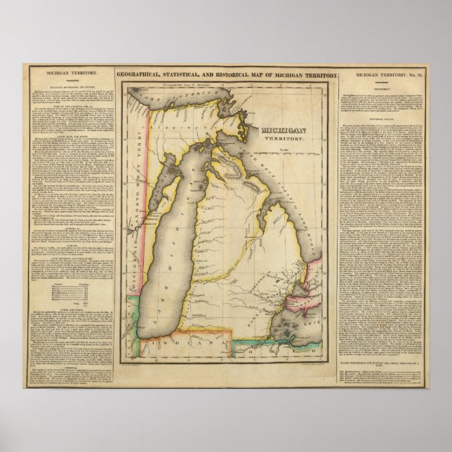 Affiches Carte Du Territoire Du Michigan (Devant)