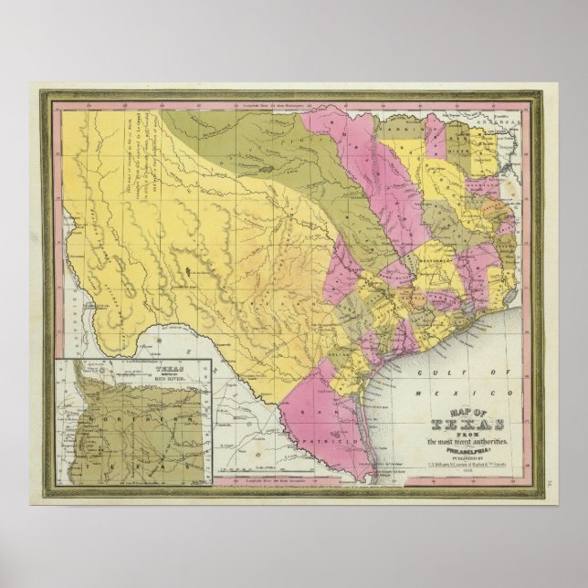 Affiches Carte Du Texas (Devant)