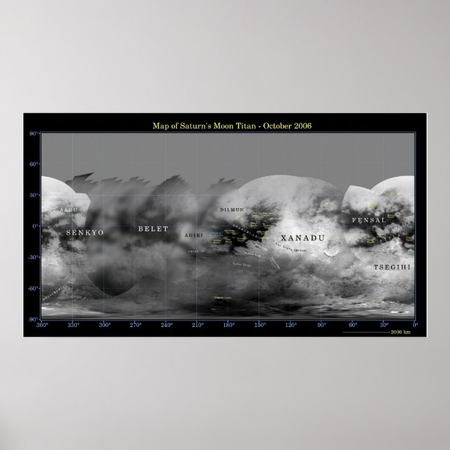 Affiches Carte du Titan de la Lune de Saturne (Devant)