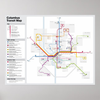 Affiches Carte du transport en commun de Columbus Imaginair