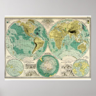 Affiches Carte du Vieux Monde 1897 - Antique Tra