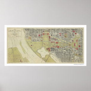 Affiches Carte du Washington DC et du mail 1917