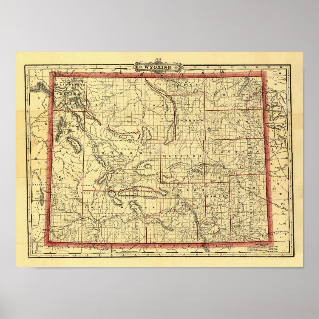 Affiches Carte du Wyoming 1895 (Devant)