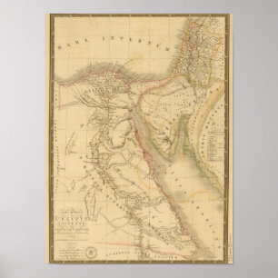 Affiches Carte Égypte, Palestine et Arabie