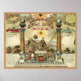 Affiches Carte emblématique maçonnique