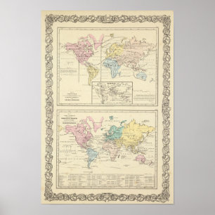 Affiches Carte en couleur du monde