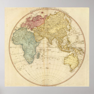 Affiches Carte est d'hémisphère