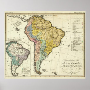 Affiches Carte ethnographique de l'Amérique du Sud