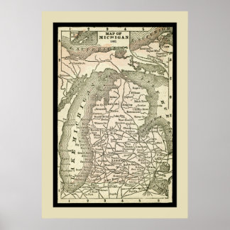 Affiches Carte Extraordinaire des antiquités du Michigan