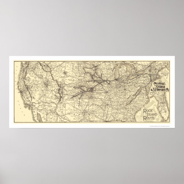 Affiches Carte ferroviaire de Rock Island 1888 (Devant)
