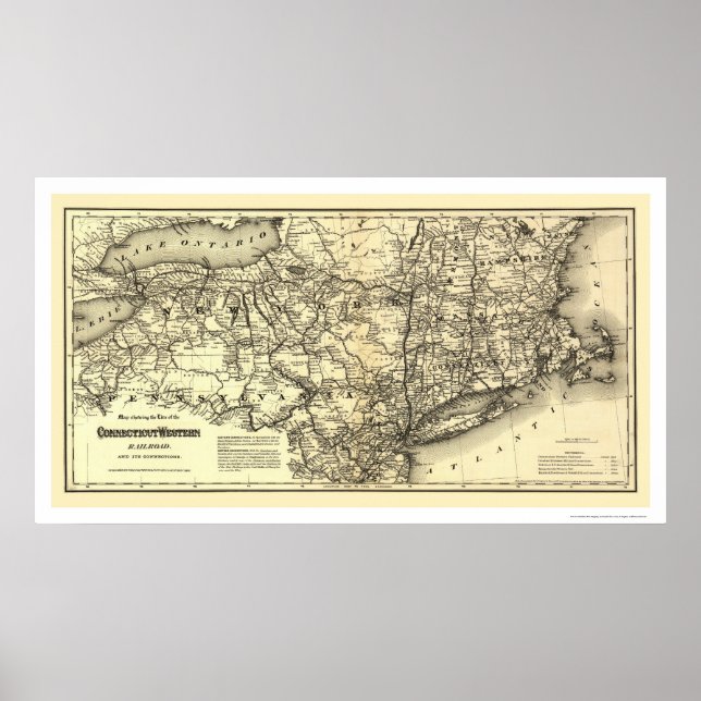 Affiches Carte ferroviaire du Connecticut et de l'Ouest 187 (Devant)