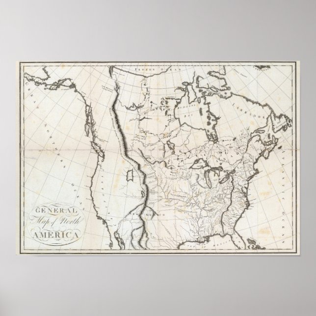Affiches Carte générale de l'Amérique du Nord (Devant)