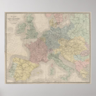 Affiches Carte générale des chemins de fer européens