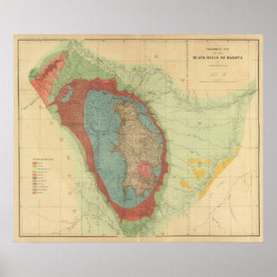 Affiches Carte géologique des collines noires du Dakota