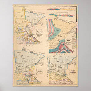 Affiches Carte géologique du Minnesota par NH Winchell