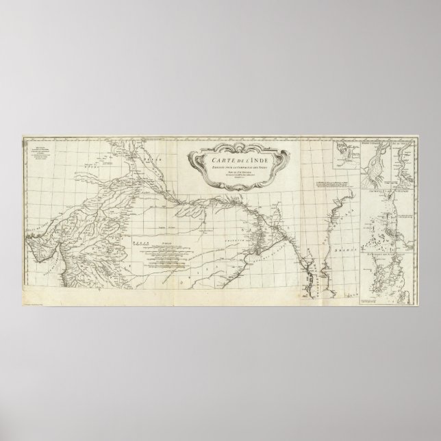 Affiches Carte gravée d'Asie du Sud (Devant)