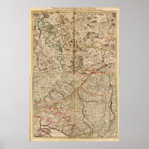 Affiches Carte gravée des forêts de l'Allemagne