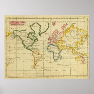 Affiches Carte gravée par monde
