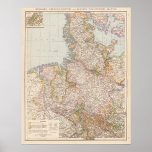Affiches Carte Hanovre, Schleswig Holstein, Allemagne du No
