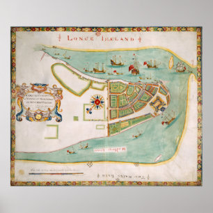 Affiches Carte historique de New York (1664)
