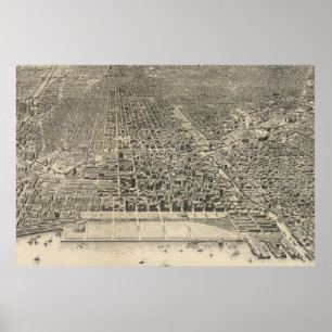 Affiches Carte imagée vintage de Chicago (1916)