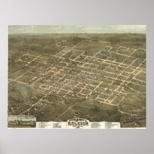 Affiches Carte imagée vintage de Raleigh OR (1872)