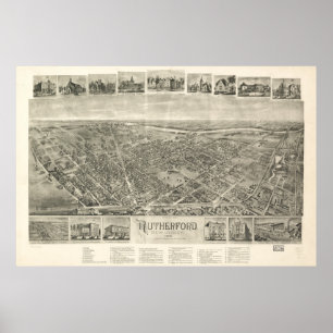 Affiches Carte imagée vintage de Rutherford NJ (1904)